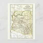 Arizona Map 1891 Towns, Rail, Indische reservering Briefkaart (Voorkant)