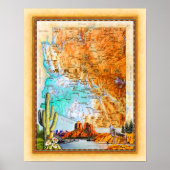 "Arizona Map" "Arizona Art" Poster (Voorkant)
