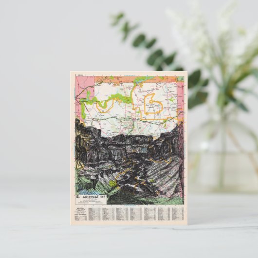 Arizona Map Art Briefkaart (Staand voorkant)