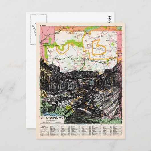 Arizona Map Art Briefkaart (Voorkant / Achterkant)