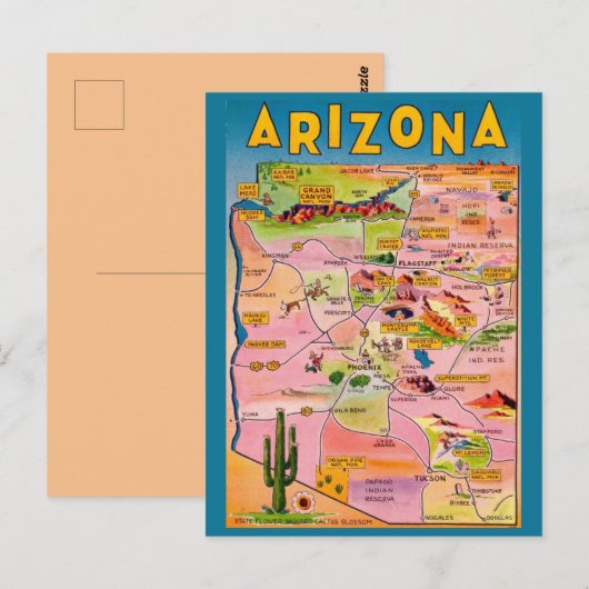 Arizona Map Briefkaart (Voorkant / Achterkant)