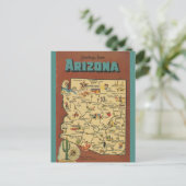  Arizona Map Cactus en Saguaro Blossom Briefkaart (Staand voorkant)