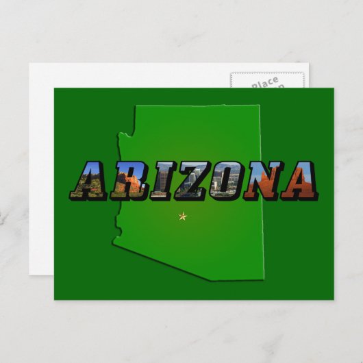 Arizona Map en Afbeelding Text Briefkaart (Voorkant / Achterkant)