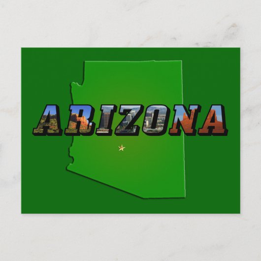Arizona Map en Afbeelding Text Briefkaart (Voorkant)