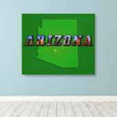 Arizona Map en Afbeelding Text Canvas Afdruk (Insitu (Houten vloer))