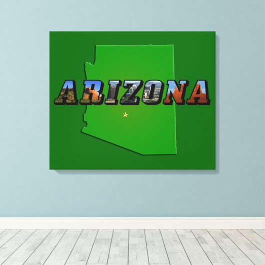 Arizona Map en Afbeelding Text Canvas Afdruk (Insitu (Houten vloer))