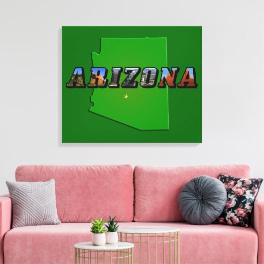 Arizona Map en Afbeelding Text Canvas Afdruk (Insitu (Woonkamer))