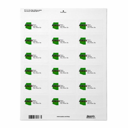 Arizona Map en Afbeelding Text Etiket (Full Sheet)