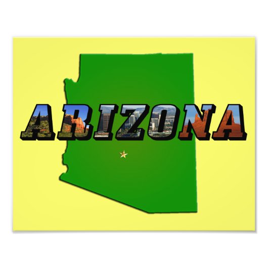 Arizona Map en Afbeelding Text Foto Afdruk (Voorkant)