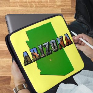Arizona Map en Afbeelding Text Laptop Sleeve
