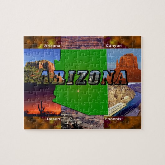 Arizona Map en Afbeelding Text Legpuzzel (Horizontaal)