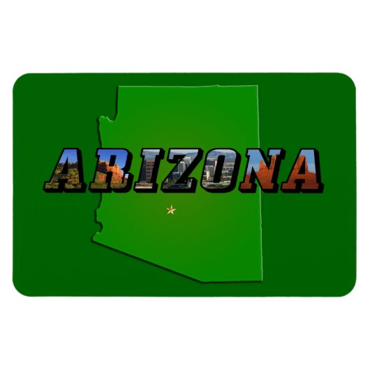 Arizona Map en Afbeelding Text Magneet (Horizontaal)