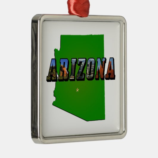 Arizona Map en Afbeelding Text Metalen Ornament (Rechts)