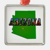 Arizona Map en Afbeelding Text Metalen Ornament (Voorkant)
