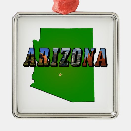 Arizona Map en Afbeelding Text Metalen Ornament (Voorkant)