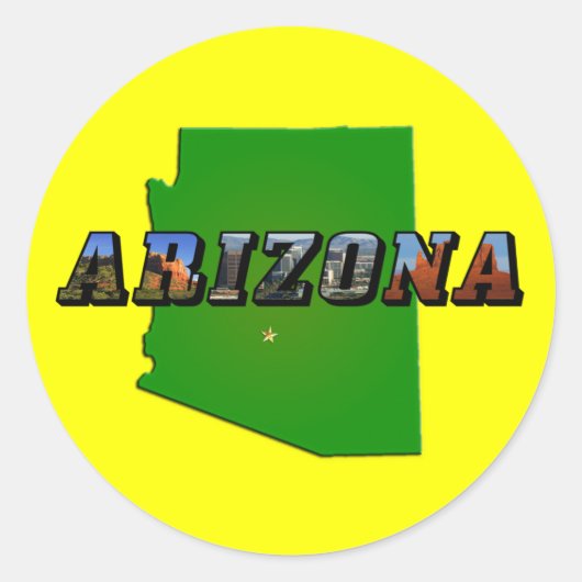 Arizona Map en Afbeelding Text Ronde Sticker (Voorkant)