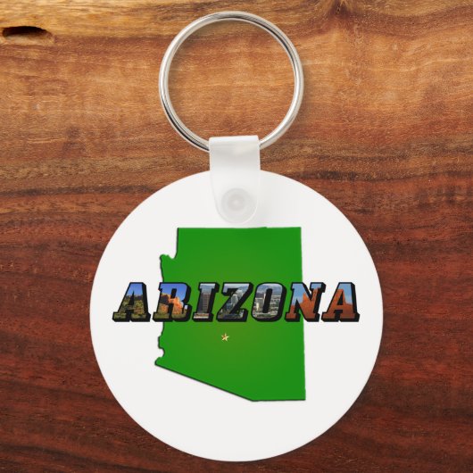 Arizona Map en Afbeelding Text Sleutelhanger (Voorkant)