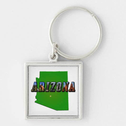 Arizona Map en Afbeelding Text Sleutelhanger (Voorkant)