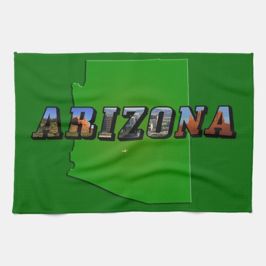 Arizona Map en Afbeelding Text Theedoek (Horizontaal)