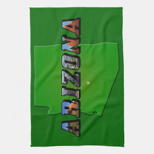 Arizona Map en Afbeelding Text Theedoek (Verticaal)