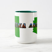 Arizona Map en Afbeelding Text Tweekleurige Koffiemok (Center)