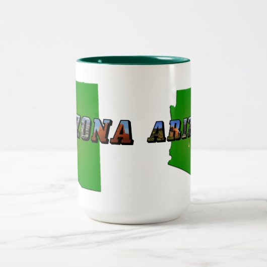 Arizona Map en Afbeelding Text Tweekleurige Koffiemok (Center)