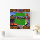 Arizona Map en Afbeelding Text Vierkante Klok (Huis)
