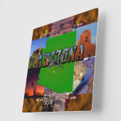 Arizona Map en Afbeelding Text Vierkante Klok (Hoek)
