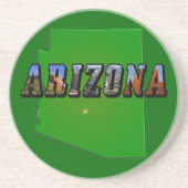 Arizona Map en Afbeelding Text Zandsteen Onderzetter (Voorkant)