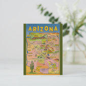 Arizona Map en Cactus Briefkaart (Staand voorkant)