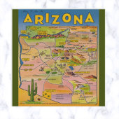 Arizona Map en Cactus Briefkaart