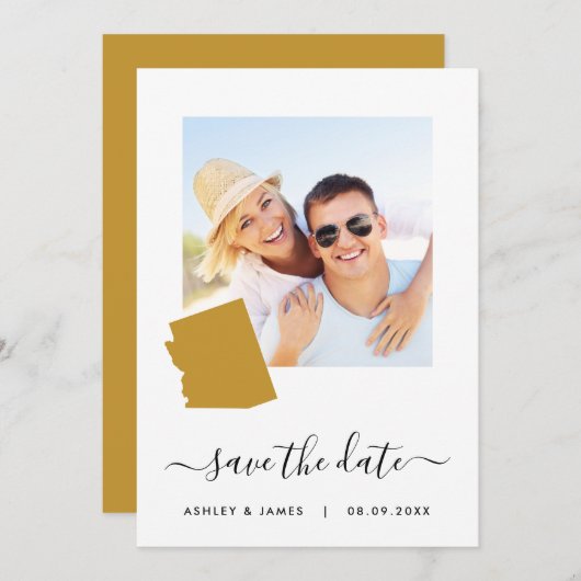 Arizona Map Foto Wedding Save the Date Kaart (Voorkant / Achterkant)