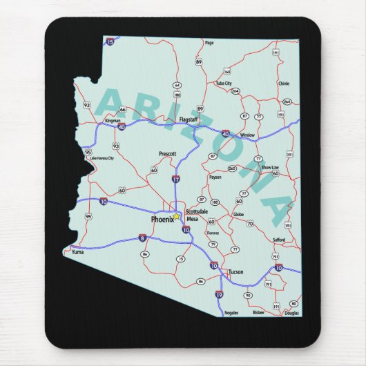 Arizona Map Mousepad Muismat (Voorkant)