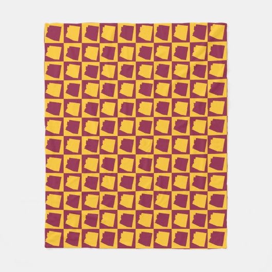 Arizona Maroon and Gold Check Pattern Fleece Deken (Voorkant)