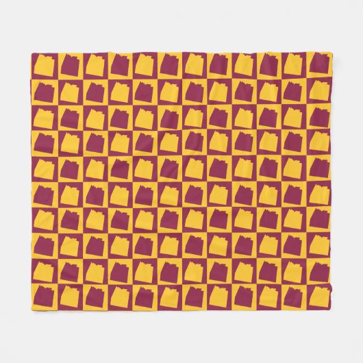 Arizona Maroon and Gold Check Pattern Fleece Deken (Voorkant (Horizontaal))