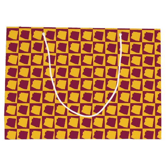Arizona Maroon and Gold Checker Pattern Groot Cadeauzakje (Achterkant)