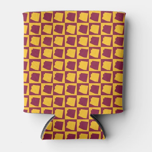 Arizona Maroon and Gold Geometric Grid Pattern Blikjeskoeler (Voorkant)