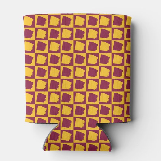 Arizona Maroon and Gold Geometric Grid Pattern Blikjeskoeler (Achterkant)