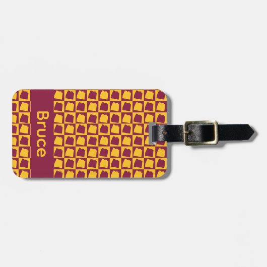 Arizona Maroon and Gold Pattern Personalize Bagagelabel (Voorkant horizontaal)
