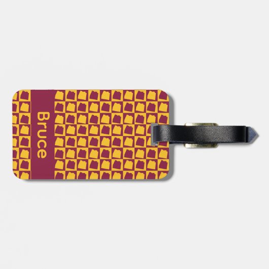 Arizona Maroon and Gold Pattern Personalize Bagagelabel (Achterkant horizontaal)