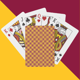 Arizona Maroon en Goud Schaakbord Patroon Pokerkaarten