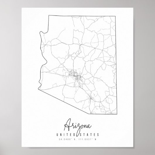 Arizona Minimal Street Map Poster (Voorkant)