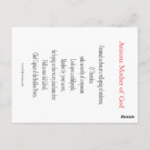 Arizona Moeder van God Prayer Kaart (Achterkant)