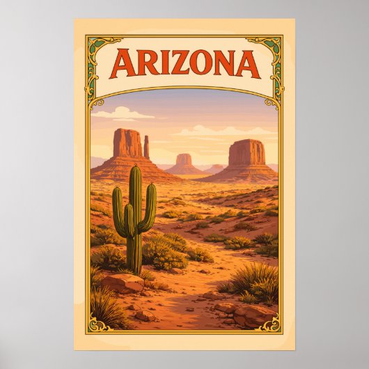 Arizona Monument Valley Retro Poster (Voorkant)