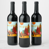 Arizona ~ Mountains, Cacti and Horse Desert Wijn Etiket (Flessen)