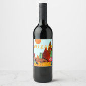 Arizona ~ Mountains, Cacti and Horse Desert Wijn Etiket (Voorkant)