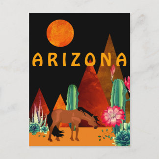 Arizona ~ Mountains, Desert, Horse and Full Moon Briefkaart
