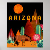 Arizona ~ Mountains, Desert, Horse and Full Moon Poster (Voorkant)