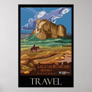 Arizona Mountains Retro Travel Poster