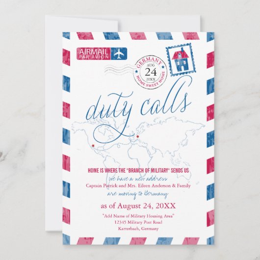 Arizona naar Duitsland Luchtpost Militaire Verhuiz Kaart (Voorkant)